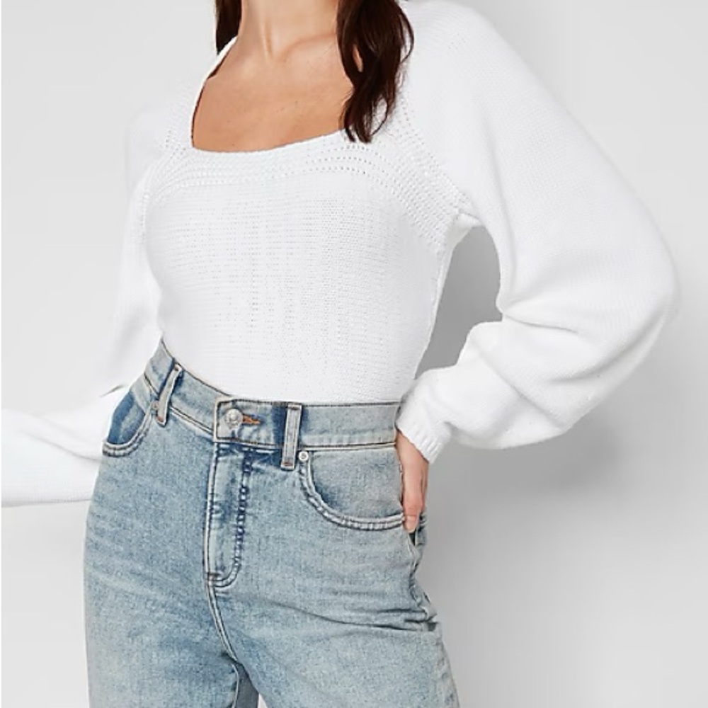 Express | Square Neck Fitted Pullover Sweater - image 1
